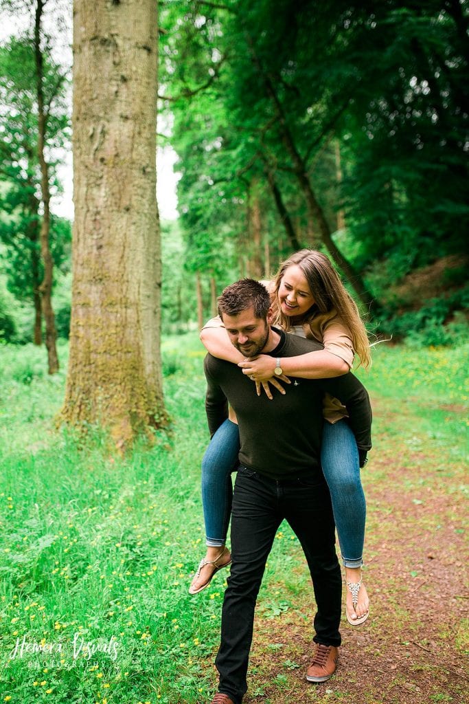 Drumlanrig castle Couple engagement shoot piggyback