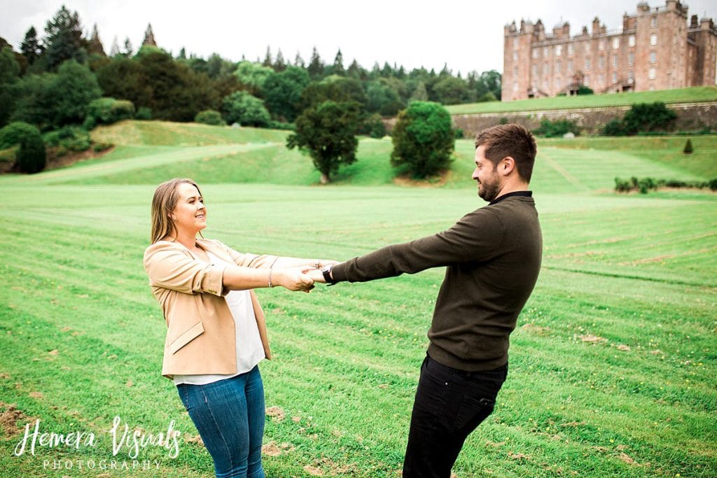 Drumlanrig castle engagement shoot holding hands