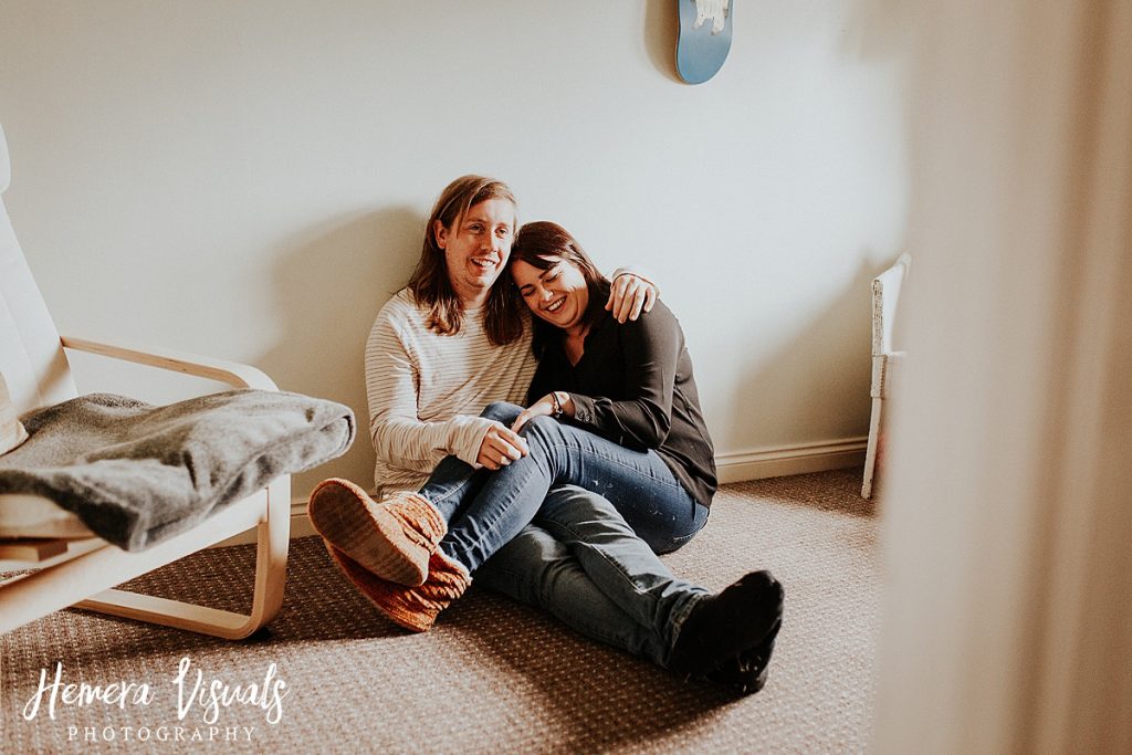 Dumfries Home engagement shoot Couple cuddle