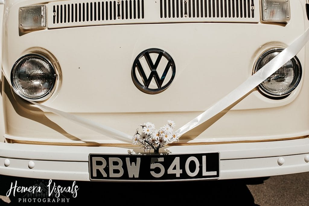 Threave gardens wedding daisy vw camper van