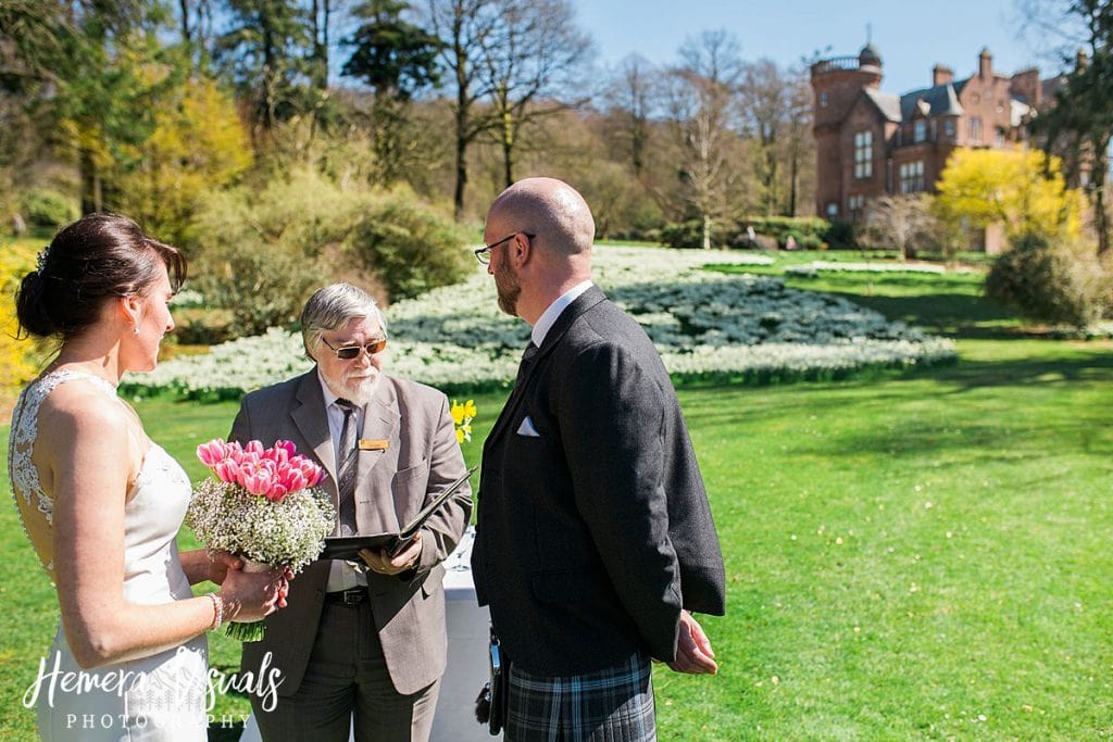 Threave gardens wedding bride groom spring