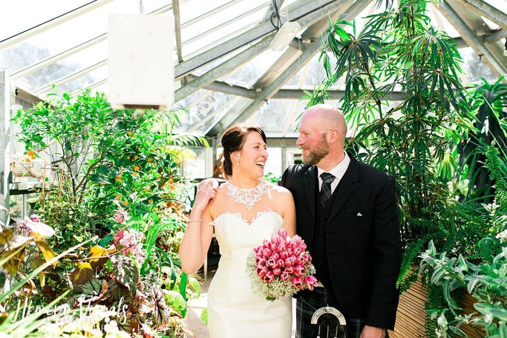 Threave gardens wedding plants bride and groom