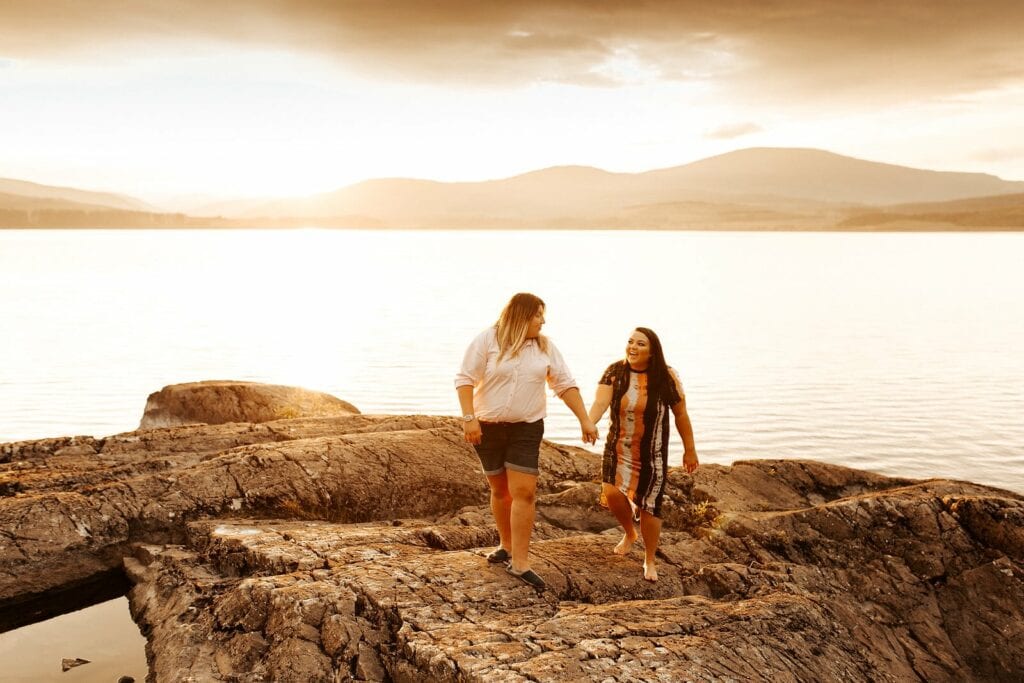 same sex couple elope in scotland sunset 