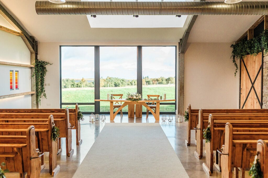 ceremony room at cairns farm estate