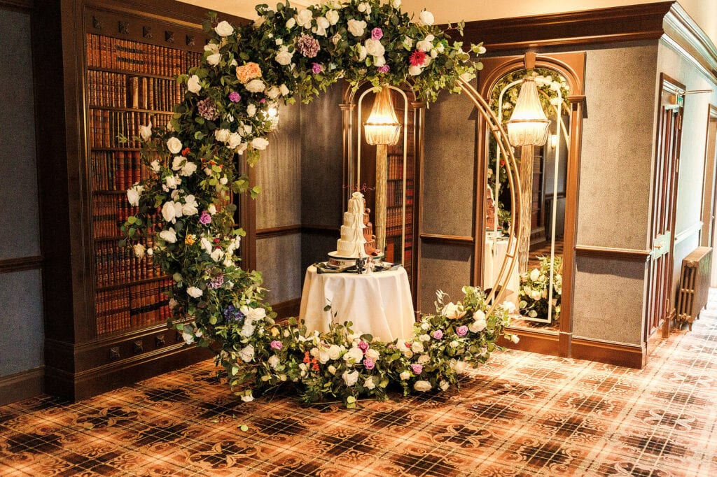 cornhill castle wedding venue cake cutting arch