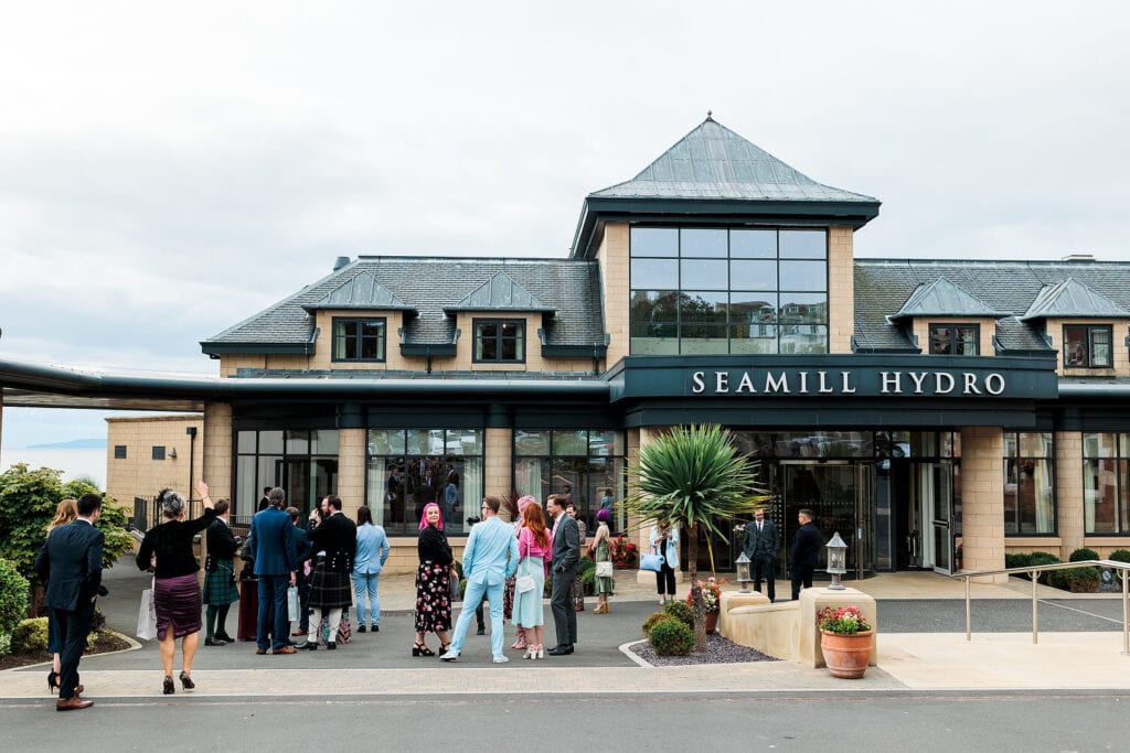 outside the front of seamill hydro wedding venue