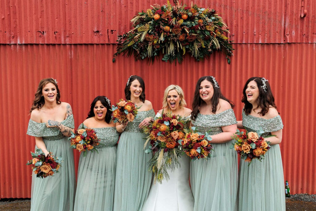 dalduff wedding venue red metal barn backdrops